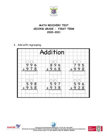 Math recovery test