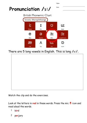 Long vowel sound ur or ir ear