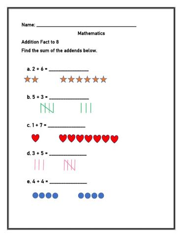 Addition Facts to 8