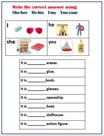 Possessive adjectives