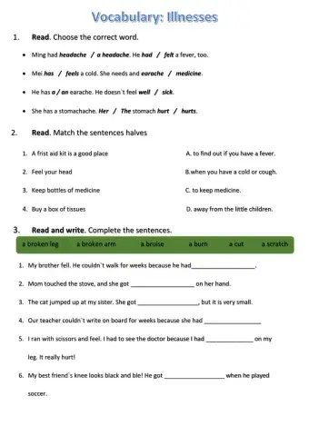 Illness and injuries