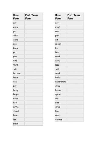Irregular Verbs