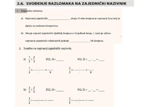 Svođenje na zajednički nazivnik-vježba