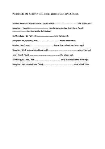 Present perfect - simple past