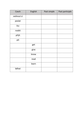 Irregular verbs