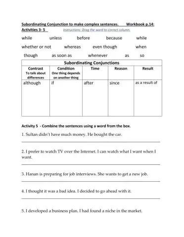 Subordinating Conjunctions