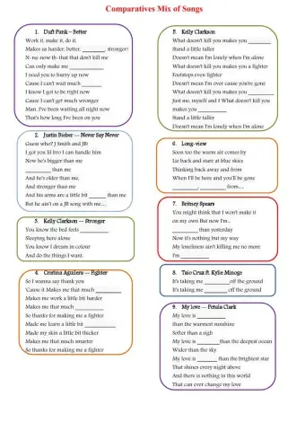Comparatives song mix