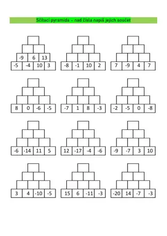Celá čísla - sčítací pyramida