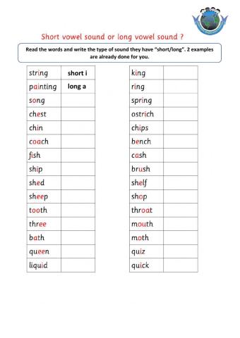 Short and Long vowel sounds