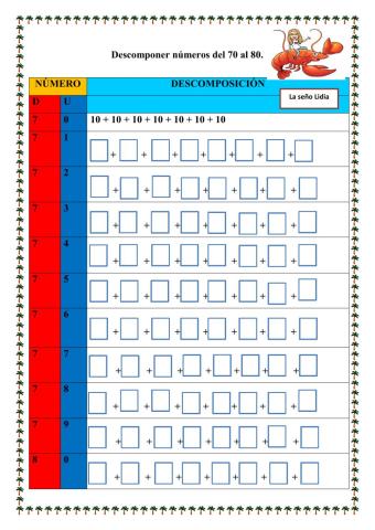 Descomponer números del 70 al 80