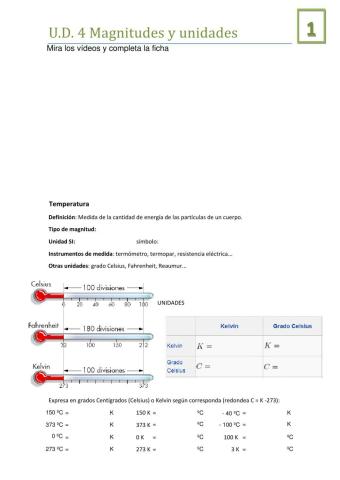 Conversión de unidades temperatura