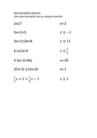 Inecuaciones lineales de una variable