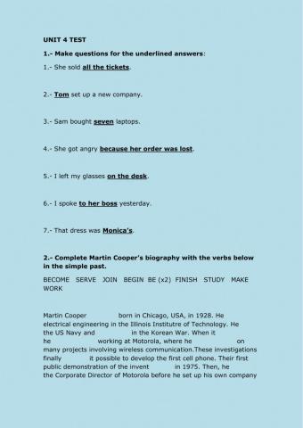 Test Unit 4 - Business English