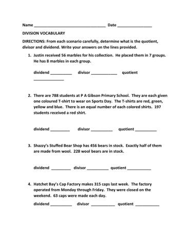 Division Vocabulary