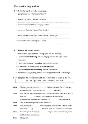 Ing or to-infinitive