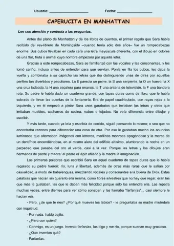 Comprensión escrita. Caperucita en Manhattan