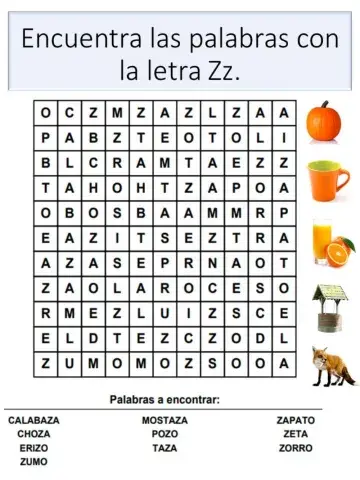 Vocabulario de la letra Zz