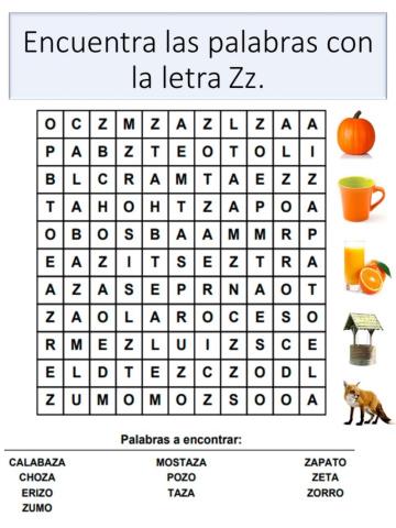 Vocabulario de la letra Zz