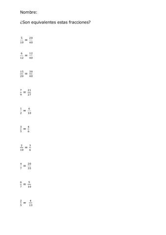 Fracciones equivalentes