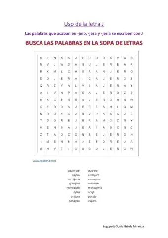 Palabras con J