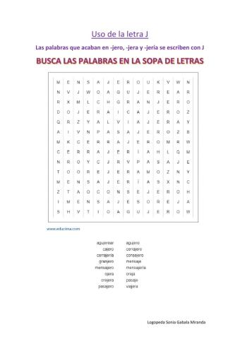 Palabras con J