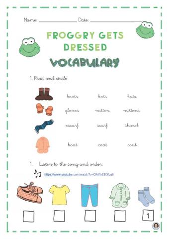 Froggy gets dressed. vocabulary