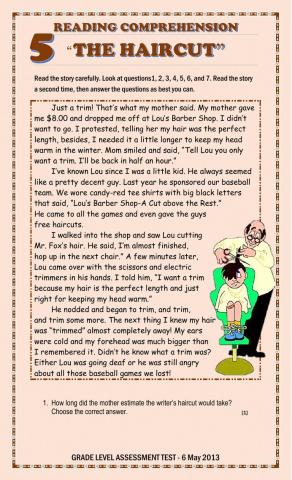 Reading Comprehension -The Haircut-