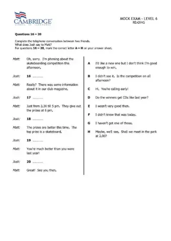 Reading Mock Level 6