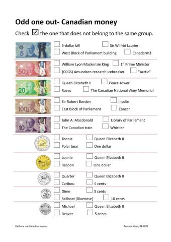 Odd one out-Canadian money