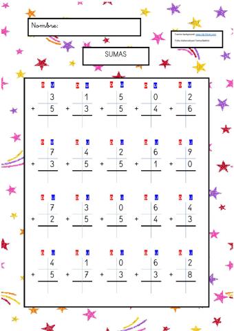 Sumas en vertical hasta 10-1