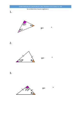 Suma masurilor unghiurilor unui triunghi