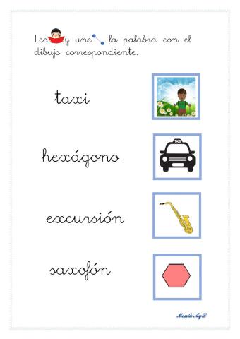 Lectura 40 + x. Asociación palabra - dibujo.