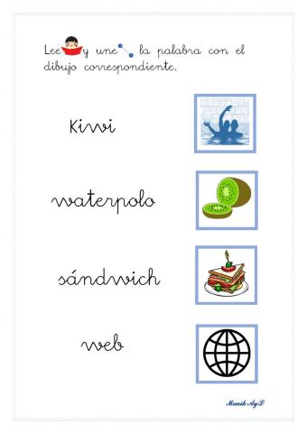 Lectura 41 + w. Asociación palabra - dibujo.