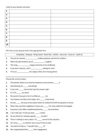 Phrasal verbs+Prepositions 2
