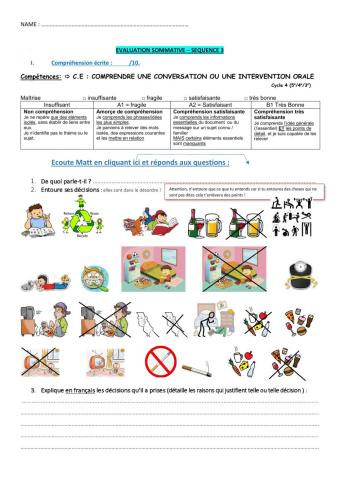 Evaluation sommative Séquence 3
