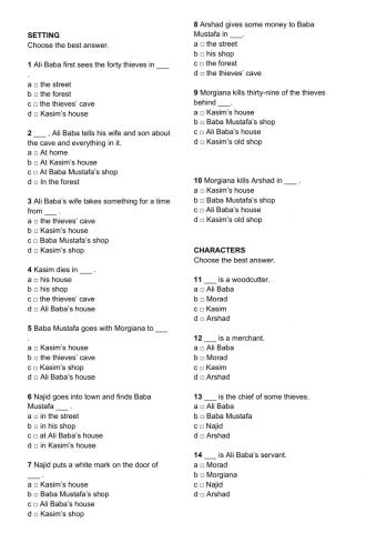 Ali Baba and the Forty Thieves Revision