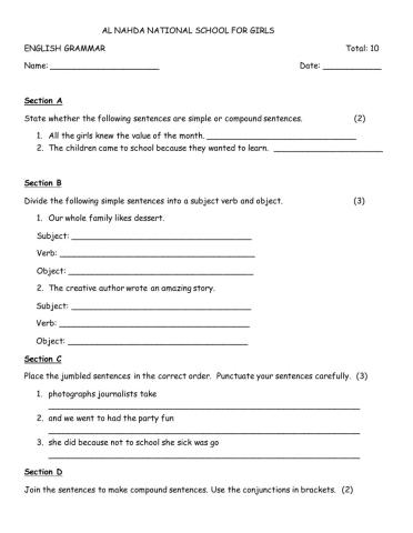 Simple and compound sentences