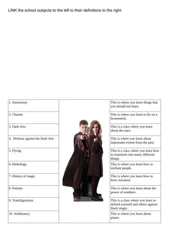 Questionnaire about Harry Potter school subjects