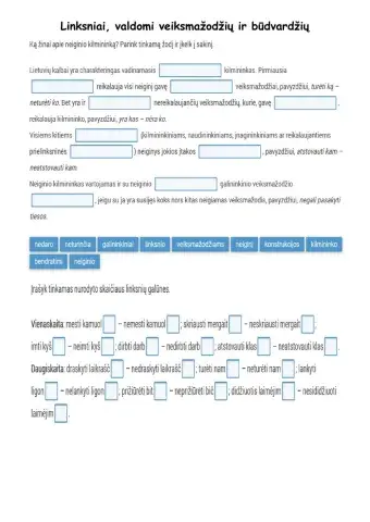 Linksniai, valdomi veiksmažodžių ir būdvardžių. 8 kl.