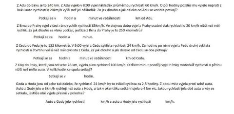 Slovní úlohy o pohybu