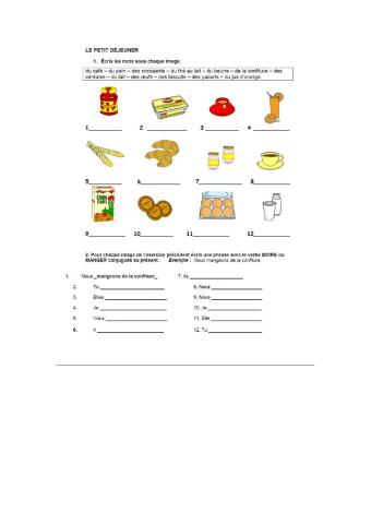 Test sur les aliments et verbes