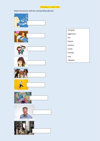Personality adjectives