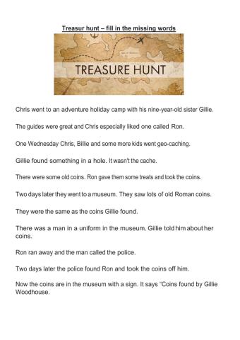 Treasure hunt - fill in