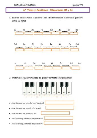 6º Tonos, semitonos, sostenido, bemol.