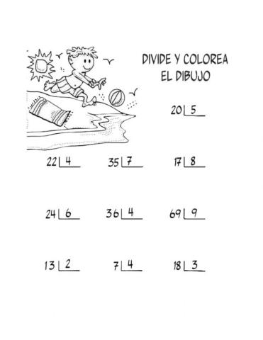 Divisiones 2 cifras por una cifra