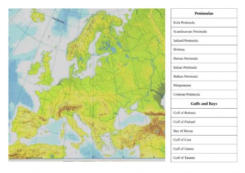 European peninsulas, gulfs and bays 1