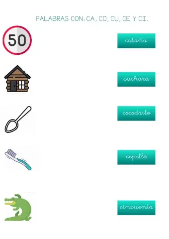 Palabras con ca, co, cu, ce y ci