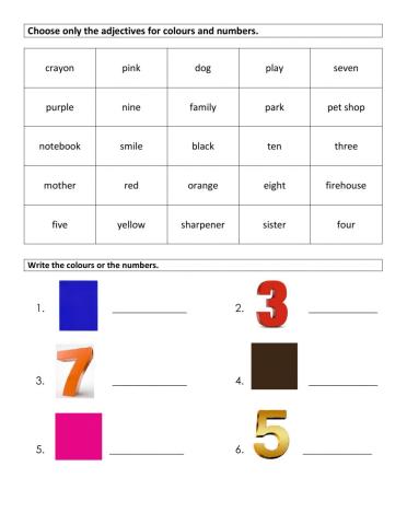 Adjectives colours and numbers4