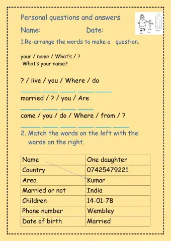 Personal questions and answers