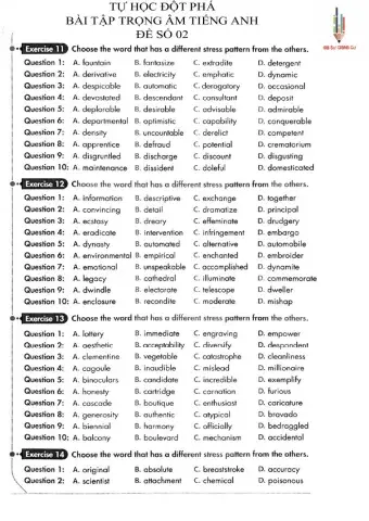 Tự học đột phá - Trọng âm Tiếng Anh - Đề 02